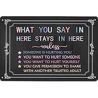 Therapist Office Social Worker Sign What You Say in Here Stays in Here Counseling Office Confidentiality Metal Sign Wall Decoration 8x12 Inch