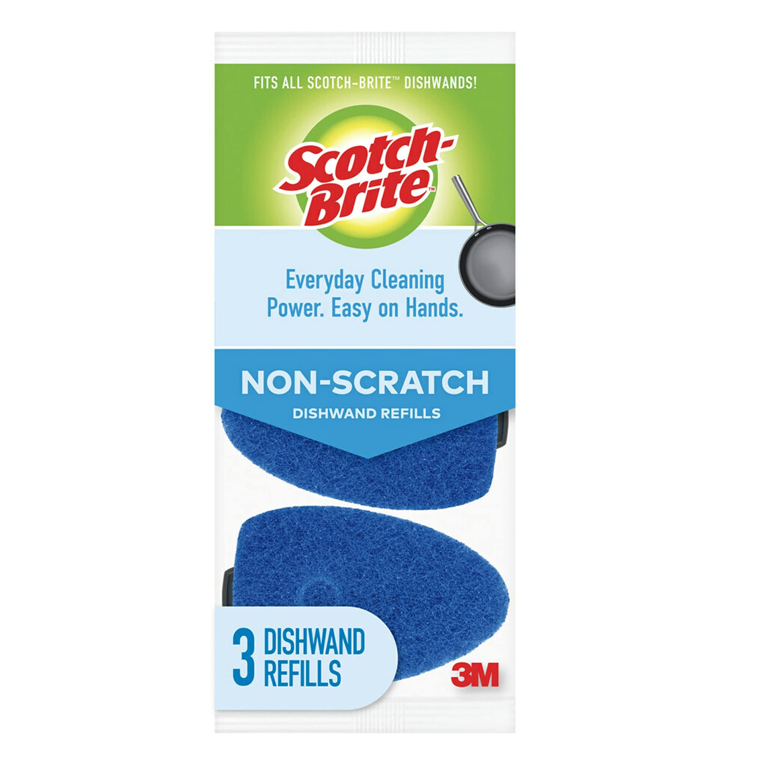 Scotch-Brite Non-Scratch Dishwand Sponge Refills, Dishwand Refills for Cleaning Kitchen, Bathroom, and Household, Non-Scratch Sponges Safe for Non-Stick Cookware, 3 Dishwand Refills