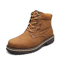 Extra large Winter men's high-top casual cotton shoes, leather outdoor plus velvet warm worker boots large size 37-52 yards United States 15 Daxi Warm cotton shoes ( Color : Light Brown , Size : 51 )