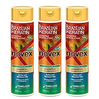 NOVEX Brazilian Keratin Shampoo (Pack of Three) - Infused with a 100% Natural Brazilian Keratin Protein