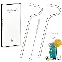 Anti Wrinkle Straw - Glass anti-wrinkle drinking straws, Clear Reusable Straws with Cleaning Brush - Eco-Friendly Alternative to Plastic - Cleaning Brush Included - 2 Pack