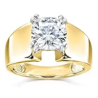Kobelli Cushion Solitaire Moissanite Extra Wide Engagement Ring 2 CTW 14k Yellow Gold