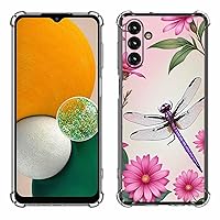 Galaxy A14 5G Case,Purple Dragonfly Flowers Drop Protection Shockproof Case TPU Full Body Protective Scratch-Resistant Cover for Samsung Galaxy A14 5G