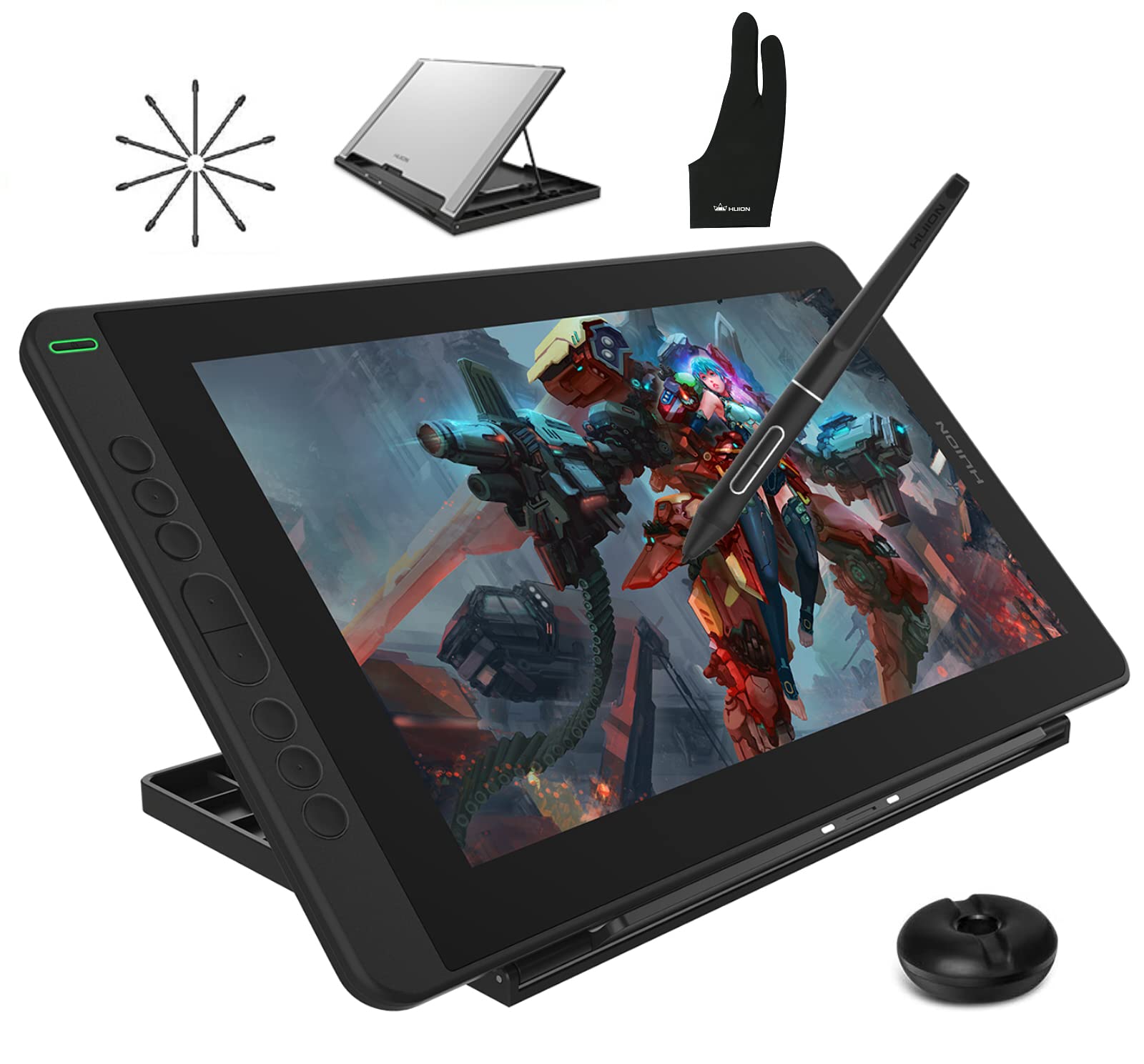HUION Kamvas 13 Graphics Drawing Tablet with Screen Full Laminated Battery-free Pen 8192 Level Pressure Tilt 8 Hot Keys with Adjustable Stand, 13.3inch Pen Display for Android/Mac/Linux/Windows, Black