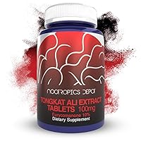 Nootropics Depot Tongkat Ali Extract Capsules | 100mg | 60 Count | 10% Eurycomanone by HPTLC | Eurycoma longifolia Root Extract