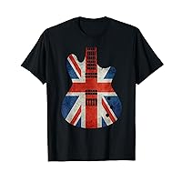 Vintage Guitar British Jack Union Flag Rock Guitarist T-Shirt