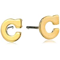 1928 Jewelry 14k Gold-Dipped Initial Button Stud Earrings