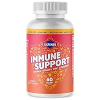Defense Immune Support Supplement for Adults | 30 Day Supply| Immunity Booster for Men and Women with Vitamin C, Zinc, Elderberry, and Vitamin D3, Daily Antioxidant Boost, Non GMO, Gluten-Free |