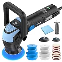 Mini Polisher, 2inch/ 3inch 750W Car Buffer Polisher with 12mm Random Orbital-Improve Work Efficiency by 35%, with 16pcs Trapezoidal Polisher Pads &16.4 ft Cord, Polisher for Car Detailing and Waxing