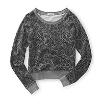 AEROPOSTALE Womens Floral Print Knit Sweater, Grey, X-Large