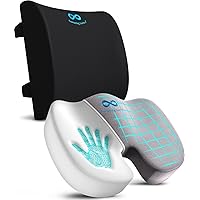 Everlasting Comfort Seat Cushion & Lumbar Support Bundle - Perfect for Desk, Car, Office, Gaming Chairs - Improves Posture