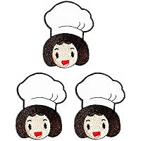 3pcs. Girl Cooking Chef Patch Embroidered Badge Iron On Sew On Emblem for Jackets Jeans Pants Backpacks Clothes Sticker Arts Cartoon Patches Decorative Repair