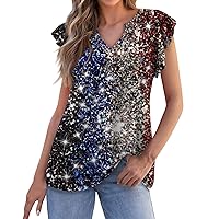 Camping Trending T Shirts for Women Short Sleeve Plus Size V Neck Lighweight Loose Fit Graphic Casual Blouse
