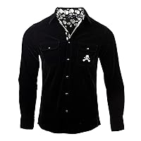Rock Roll n Soul Men's Fashion Suede Shoes Faux Suede Long Sleeve Button-Up Shirt