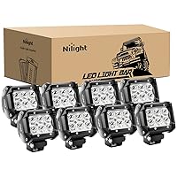 Nilight LED Pods 8PCS 18W 1260lm Spot LED Light Bar Driving Fog Light Off Road Lights Work Light 24V 12V for Motorcycles Van Camper Wagon Car Pickup ATV UTV SUV Truck Boat, 2 Years Warranty