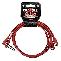 Lil Pigs 3 ft Low Profile Patch Cables 2 Pack, Candy Apple Red