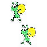 Kleenplus 2Pcs. Mini Green Ant Cute Insect Hard Working Patches Sticker Comics Cartoon Iron On Fabric Applique DIY Sewing Craft Repair Decorative Sign Symbol Costume
