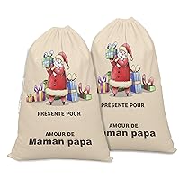 Printtoo Large Drawstring Canvas Bag Christmas Sack Bags Santa Gift Sack Custom Party Favor 2 Pcs 27x20 Inch