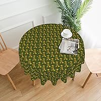 Cartoon Giraffe Print Round Tablecloth 60 Inch Table Cloth Circular Table Cover for Dining Kitchen Banquet Dinner