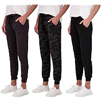 Real Essentials 3 Pack: Women's Ultra-Soft Lounge Joggers Athletic Yoga Pants with Pockets (Available in Plus Size)