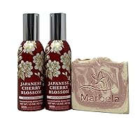 Bath and Body Works 2 Pack Japanese Cherry Blossom Concentrated Room Spray with a Marbela Sample Soap