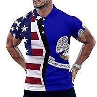 USA and Louisiana State Flagg Slim Fit Polo Shirts for Men Tennis Collar Short Sleeve Tops T-Shirt Casual Golf Tees