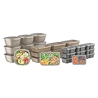 Bentgo® Prep 60-Piece Variety Meal Prep Kit - Reusable Food Containers 1-Compartment Trays, Prep Bowls, & Snack Boxes for Healthy Eating - Microwave, Freezer, & Dishwasher Safe (Gleam Metallics)