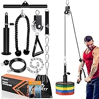 LAT Pulldown Pulley System Gym, Upgraded LAT and Lift Cable Machine Attachments with Triceps Pull Down, Biceps Curl, Back, Forearm, Shoulder, Arm Workouts - Home Gym Add On Equipment