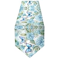 Double-Sided Hydrangea Flowers Blue Butterflies Table Runner 18x72 Inches Long,Table Cloth Runner for Wedding Birthday Party Kitchen Dining Home Everyday Decor4