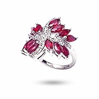 Dainty Red Ruby Ring 925 Solid Sterling Silver Jewelry For Her Designer Ring Gemstone Jewellery For Her Gifts For Women's and Girls Beautiful Rings