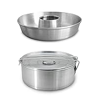 Aluminum Ring Cake Pan (9.5 in) and Flan Mold with Lid (8.2 x 3.2in)
