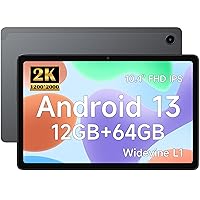 Android 13 Tablet 1200 * 2000 in-Cell IPS Screen, 10.4 Inch,12GB RAM (4+8 Virtual)+64GB ROM 2TB TF Expandable,Widevine L1, Unisoc T618 8 Core CPU, 6000mAh Battery, 5G/2.4G WiFi