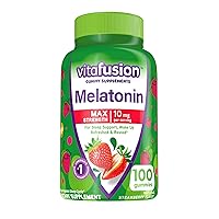 Vitafusion Max Strength Melatonin Gummy Supplements, Strawberry Flavored, 10 mg Melatonin Sleep Supplements, America’s Number 1 Gummy Vitamin Brand, 50 Day Supply, 100 Count