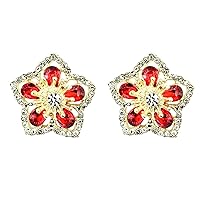Flower Petal Earrings for Women Flower Stud Earrings Crystal Peach Blossom Earrings Wedding Floral Earrings Minimalist Party jewelry Gifts for Teen Girls
