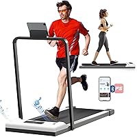 Under Desk Treadmill 2 in 1 Walking Pad Desk Treadmill, Powerful and Quiet Walking Jogging, Bluetooth Audio Treadmill with LED Display, Running Treadmill Work with Remote Control & App, Small Audio