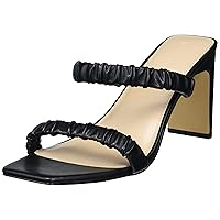 The Drop Women's Ainsley Square Toe Ruched Two Strap High-Heeled Sandal