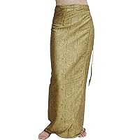 RaanPahMuang Brand Thick Geometric Stamped Thai Soft Silk Formal Wrap Skirt