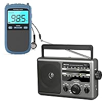 AM FM Portable Radio Battery Operated Radio by 4X D Cell Batteries Or AC Power Transistor Radio with and Big Speaker, Standard Earphone Jack, High/Low Tone Mode, Large Knob