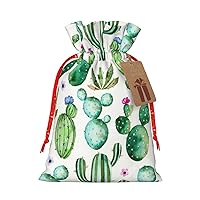 MyPiky Cactus Flower Print Christmas Gift Bags,Gift Wrap Bags 8.3x11.8 Inch Storage Bag For Thanksgiving Party