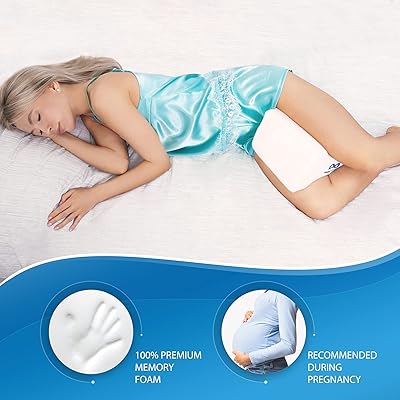  Everlasting Comfort Knee Pillow for Side Sleepers - Dual  Concave Design Aligns Spine and Relieves Pressure - Memory Foam Leg Pillow  w/Strap for Back, Hip, Sciatica Pain Relief - Wedge Pillow