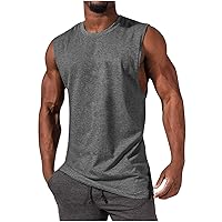 Men's Sleeveless Shirts Workout Gym Tank Tops Crewneck Solid Loose Fit Shirt Athletic Running Beach Muscle T-Shirt