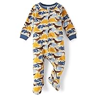The Children's Place Baby Boys' and Toddler Fleece Zip-Front One Piece Footed Pajama