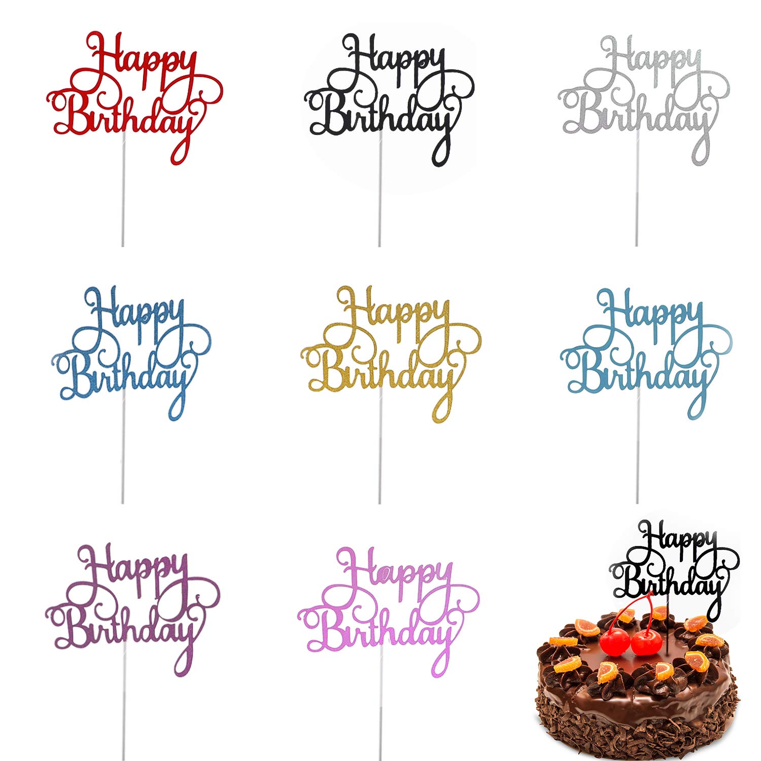 Mua Trounistro Happy Birthday Cake Toppers, 40 pieces Cake Toppers ...