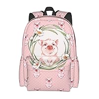 Pink Pig Backpack Adjustable Strap Shoulder Bag Laptop Backpack Casual Daypack School Bag for Student Boy Girl