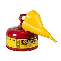 Justrite 7110110 1 Gallon , Galvanized Steel Type I Red Safety Can With funnel