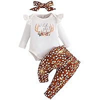 Baby Girl My 1st Christmas Outfits Letter Print Long Sleeve Romper +Bell Bottom Pants+Headband 3 Pcs Clothes Set