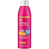 b.tan Sunscreen Spray SPF 50 | Sun Safe AF Body Spray - Weightless & Quick Absorbing for a Super Sheer Feel, Hydrating & Silky AF From Vitamin C, Jojoba + Argan Oil, Reef Friendly, Vegan, Cruelty Free 7 Fl Oz