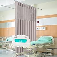 Inherent Flame Retardant Hospital Curtain Room Divider with Flat Hooks Cubicle Curtain Divider Privacy Medical Curtain for Hospital, Medical Clinic, Lab(1 Panel, 5x8FT,Taupe)