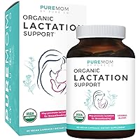 USDA Organic Lactation Supplement - Increase Milk Supply with Herbal Breastfeeding Support - Aid for Mothers - Organic: Fenugreek Seed, Fennel & Milk Thistle - 60 Vegan Capsules (No Pills or Cookies)