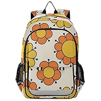 ALAZA Retro Orange and Yellow Color 60s Flower Backpacks Travel Laptop Backpack